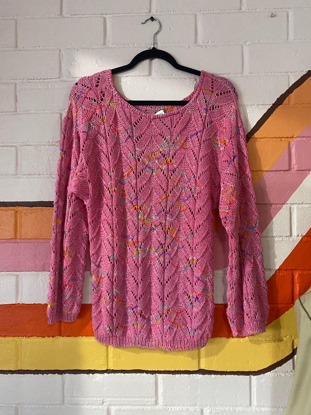 Hand Knit Speckled Pink Jumper