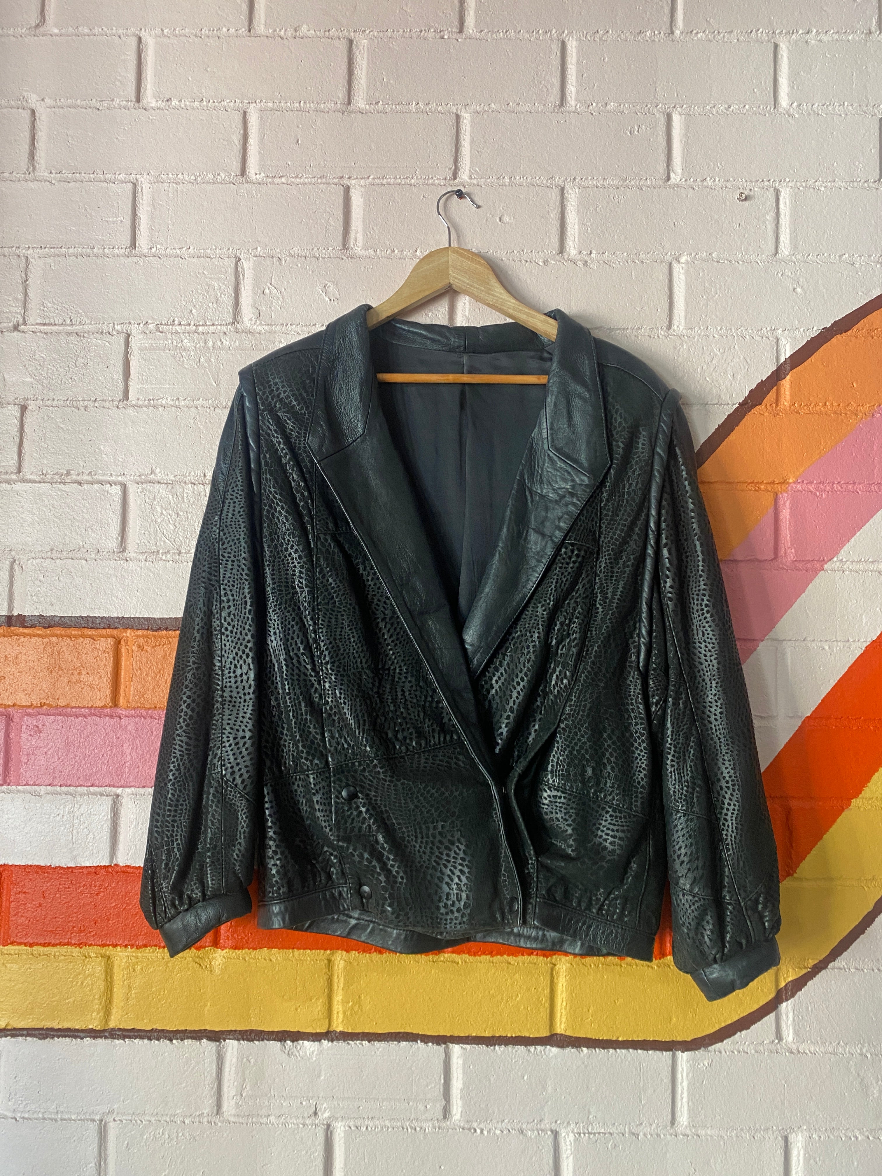 1980’s Vintage leopard Print Leather Jacket, size L