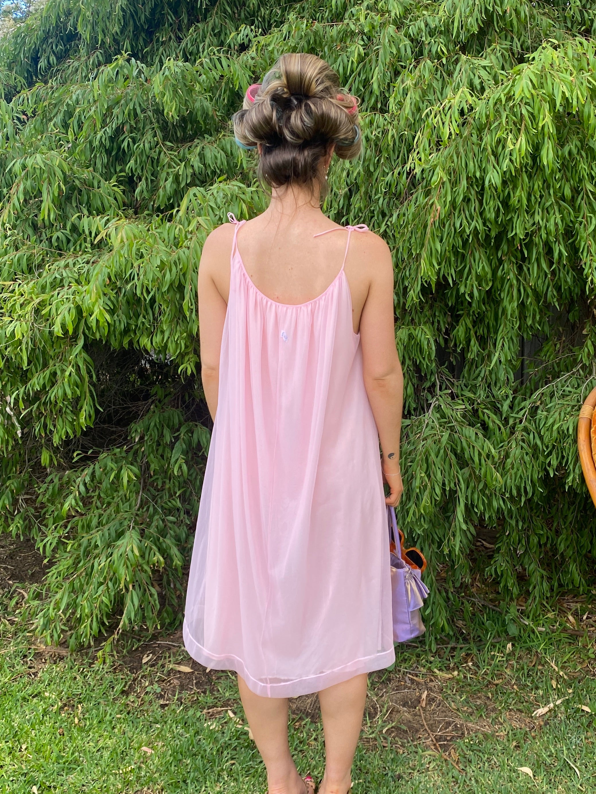 Napella sheer sweet pea pink dress