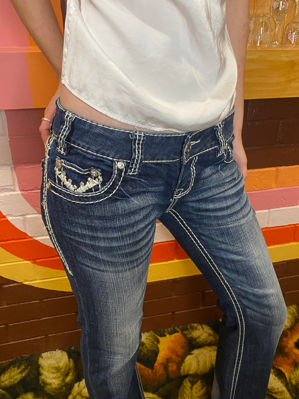 Vintage Y2K Rock&Roll Cowgirl Bootleg Jeans