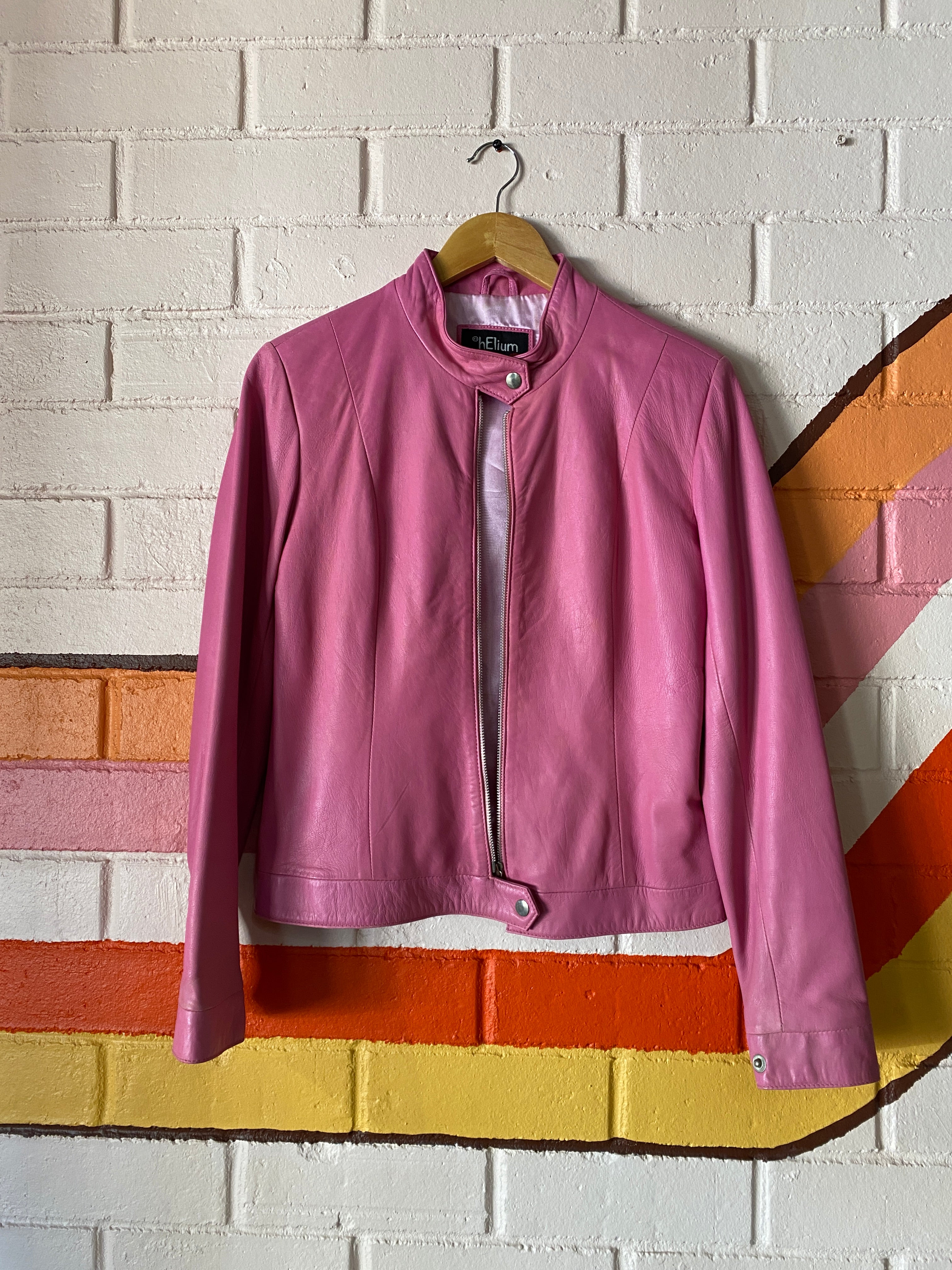 Barbie Pink 1990’s/Y2K Leather Bomber Jacket