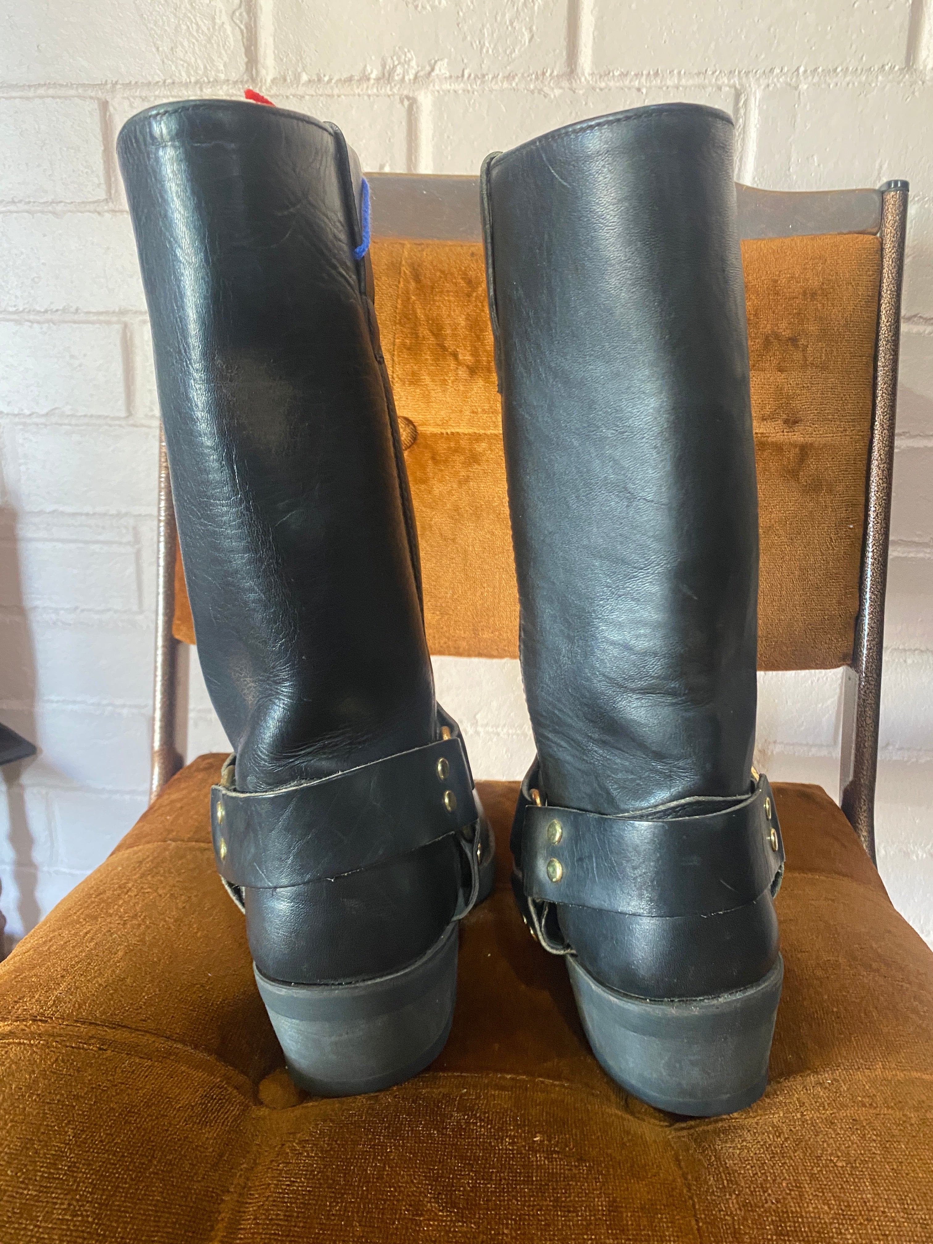 Johnny Reb Vintage Black Leather Biker Boots- women’s 6/7