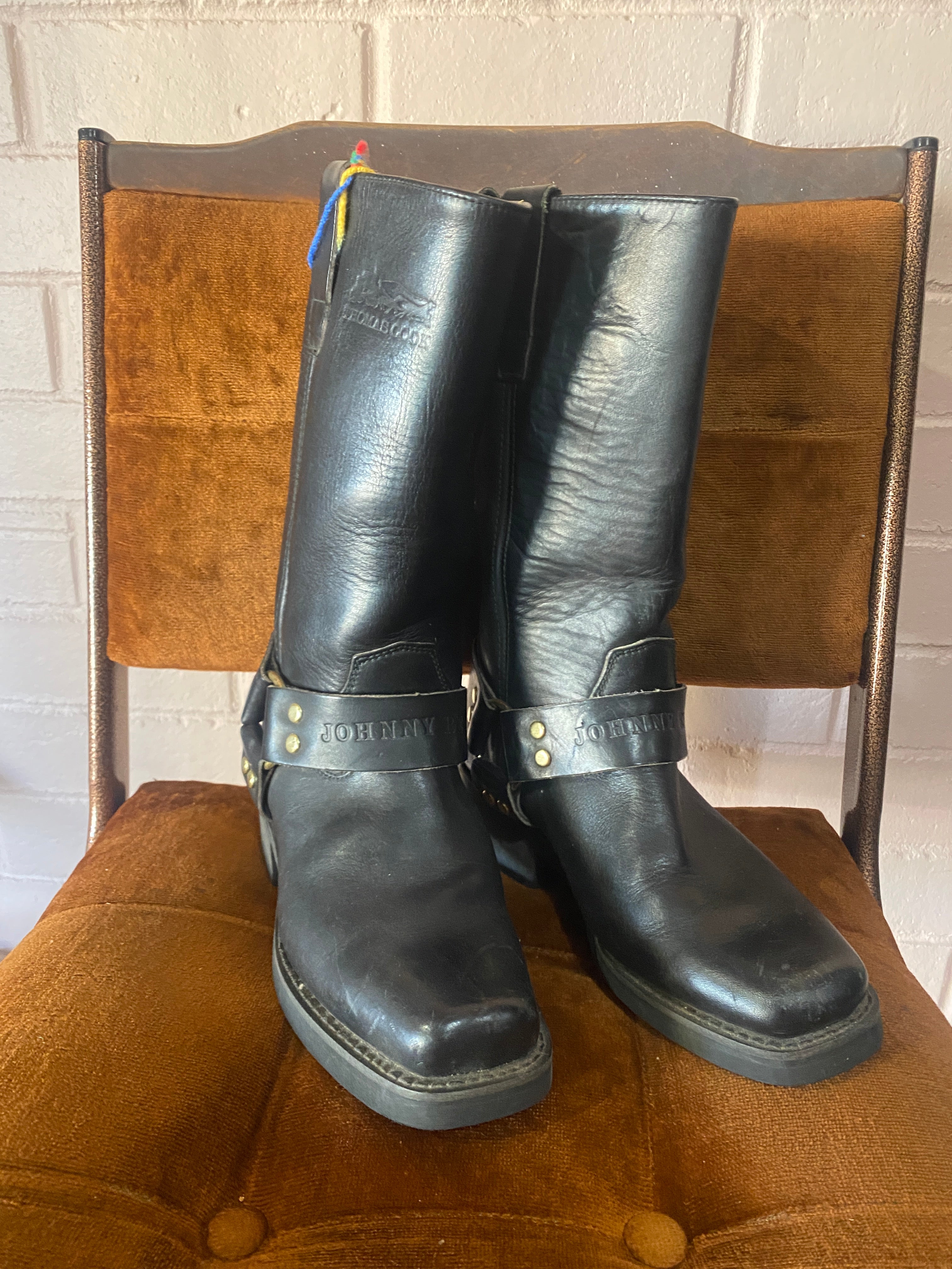 Johnny Reb Vintage Black Leather Biker Boots- women’s 6/7