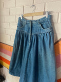 Yoke’ Classic blue denim midi skirt