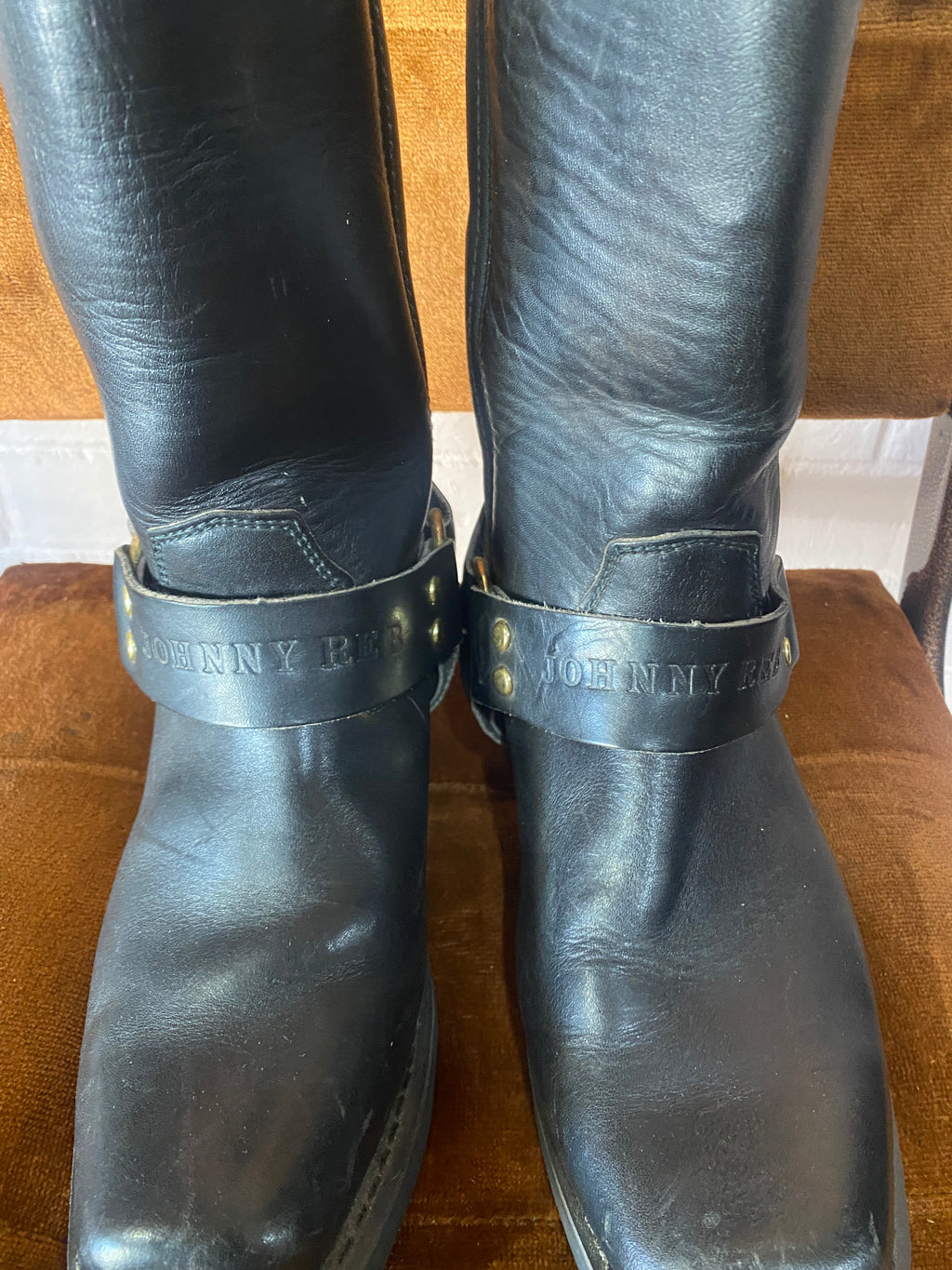 Johnny Reb Vintage Black Leather Biker Boots- women’s 6/7