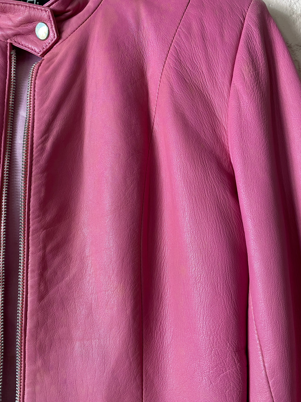 Barbie Pink 1990’s/Y2K Leather Bomber Jacket