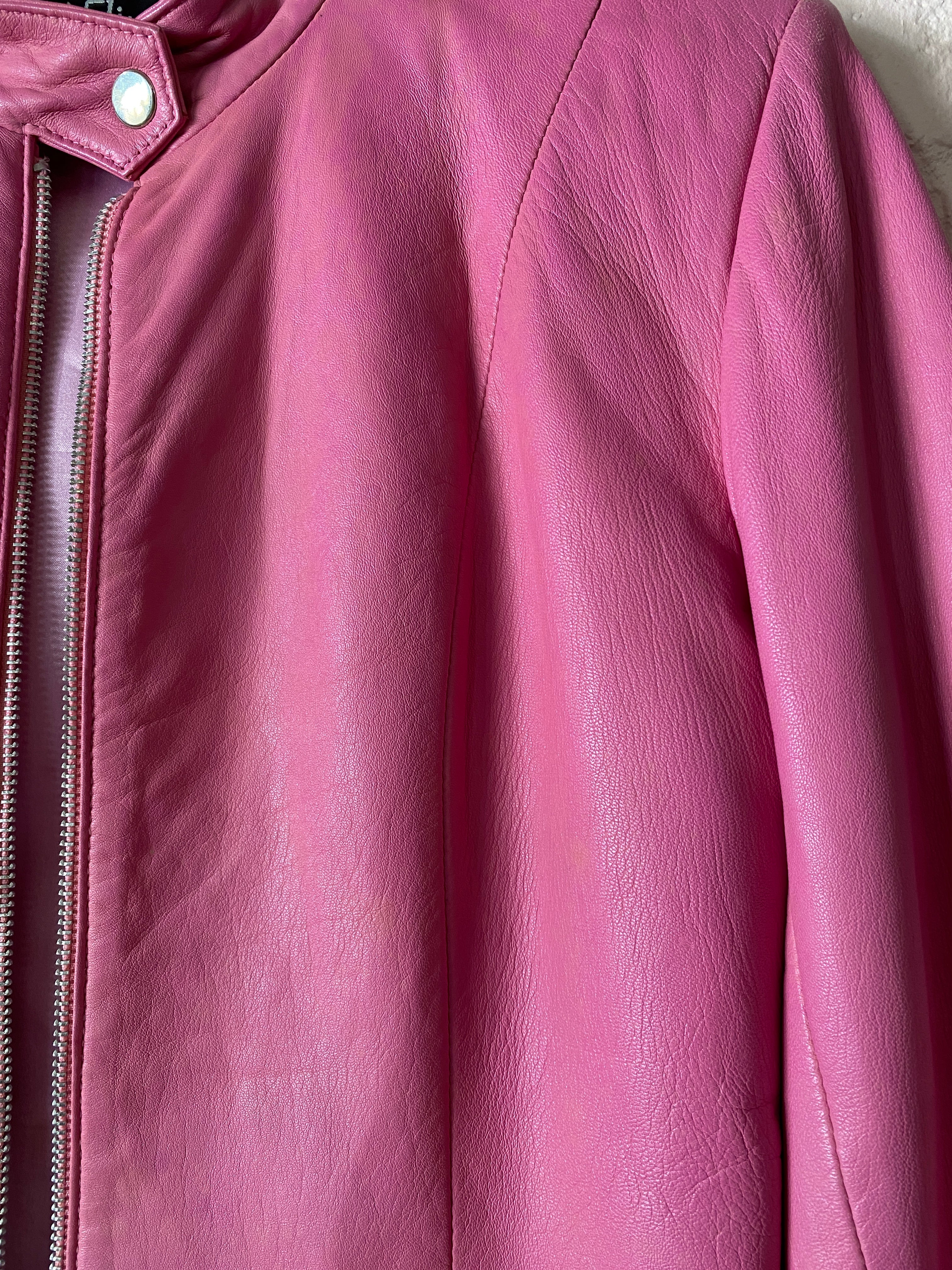 Barbie Pink 1990’s/Y2K Leather Bomber Jacket