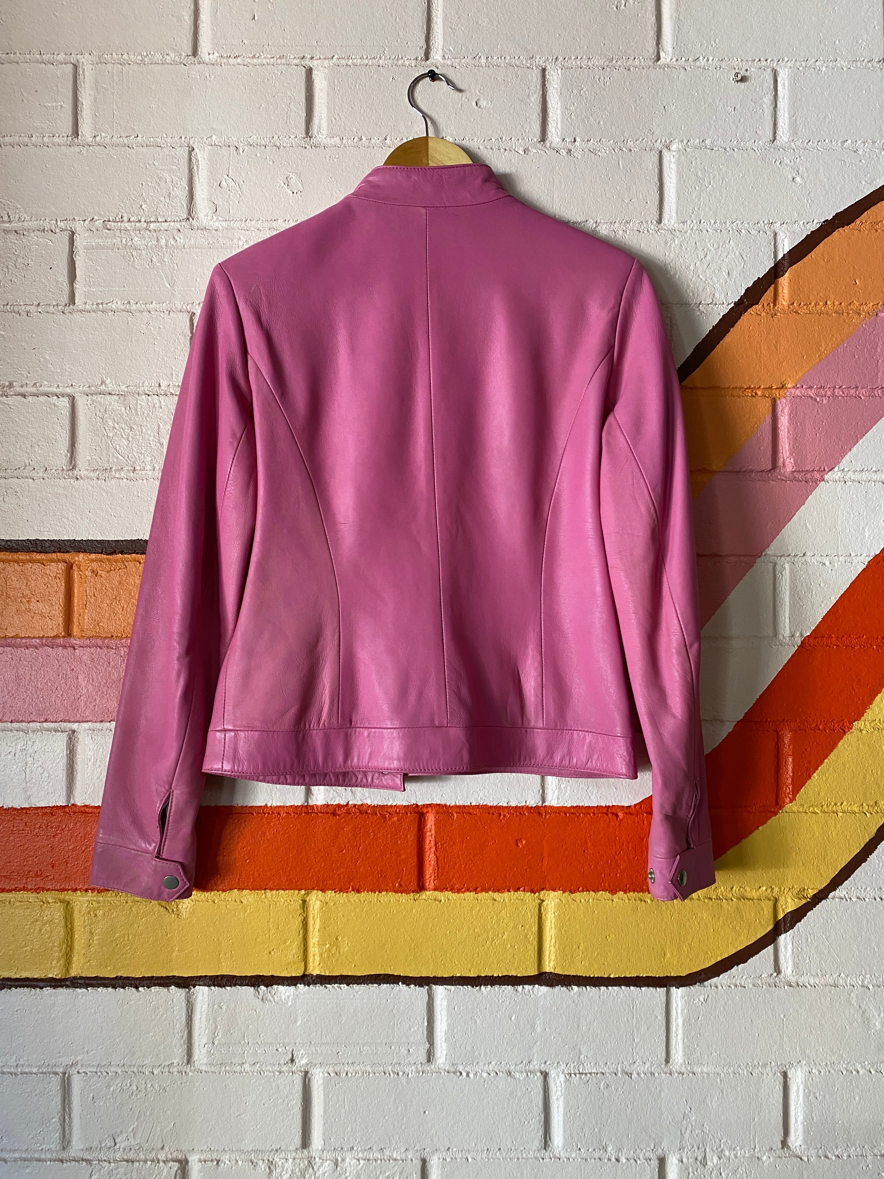 Barbie Pink 1990’s/Y2K Leather Bomber Jacket