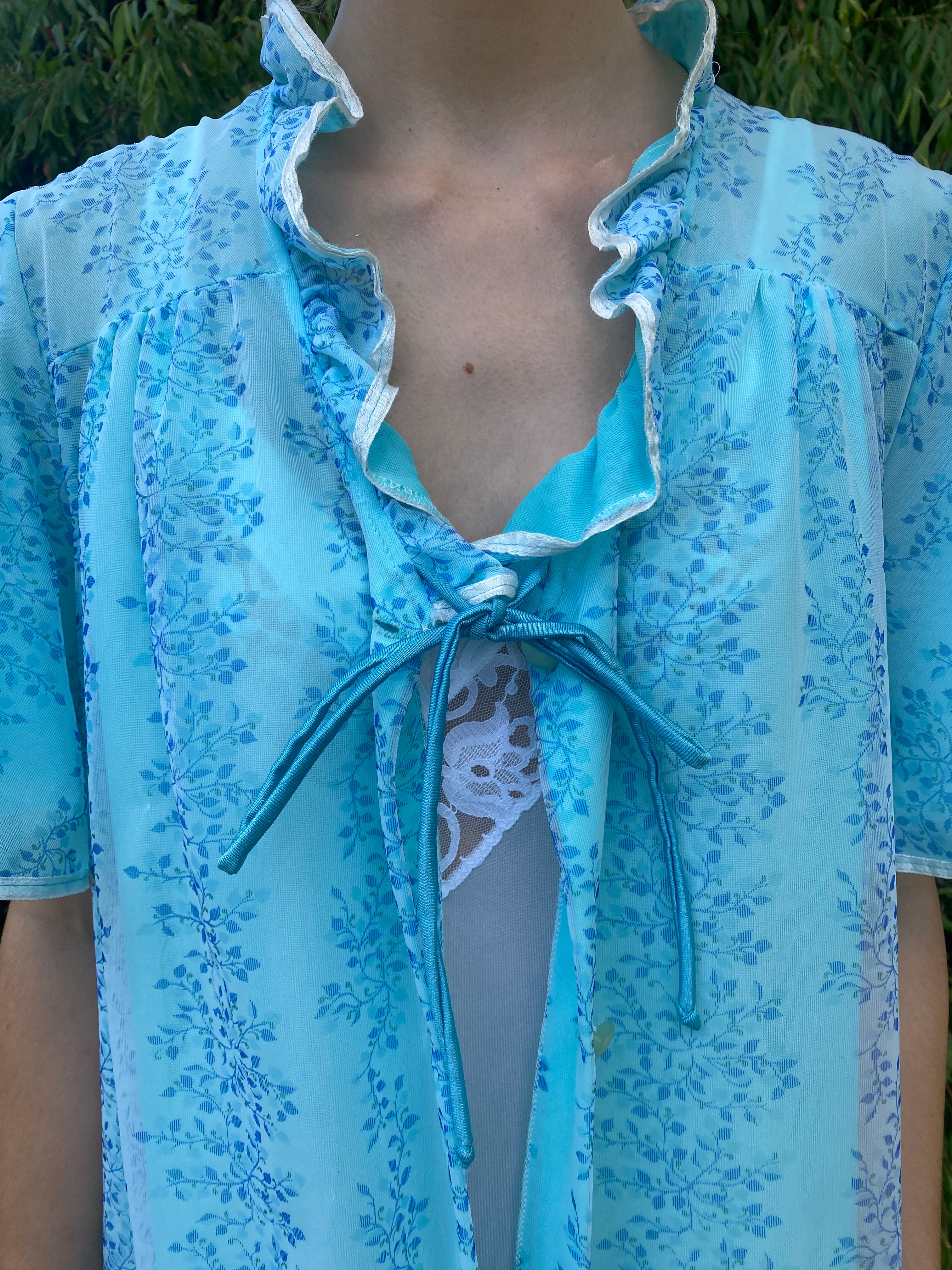Blue Floral 1950s/60s Nightgown