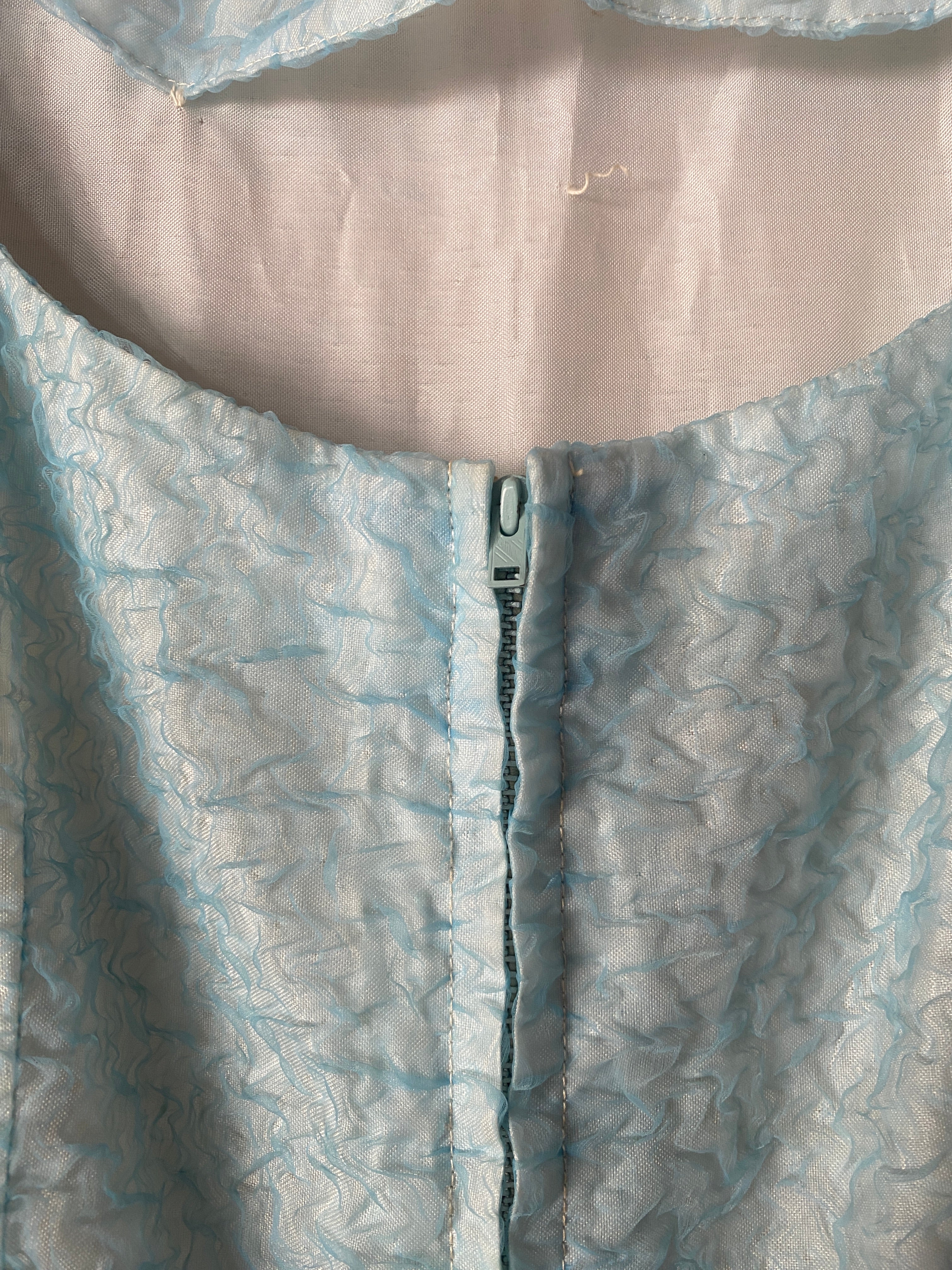 Seafoam Blue Roses 1960's Cocktail Dress, size 10