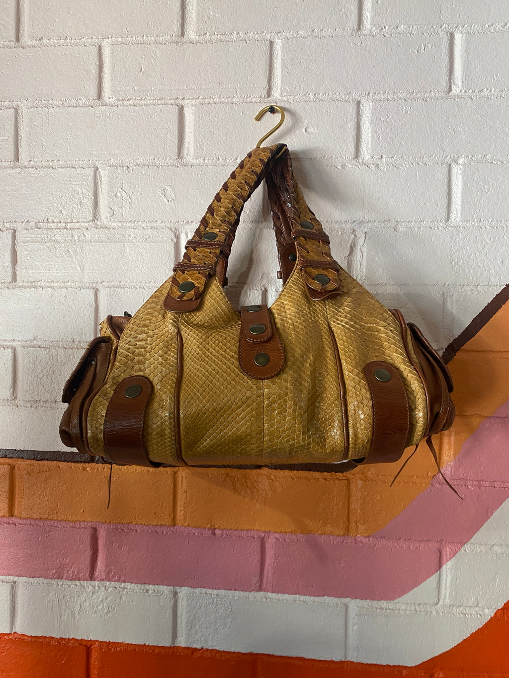 Chloe Brown Python and leather Large Silverado Bag