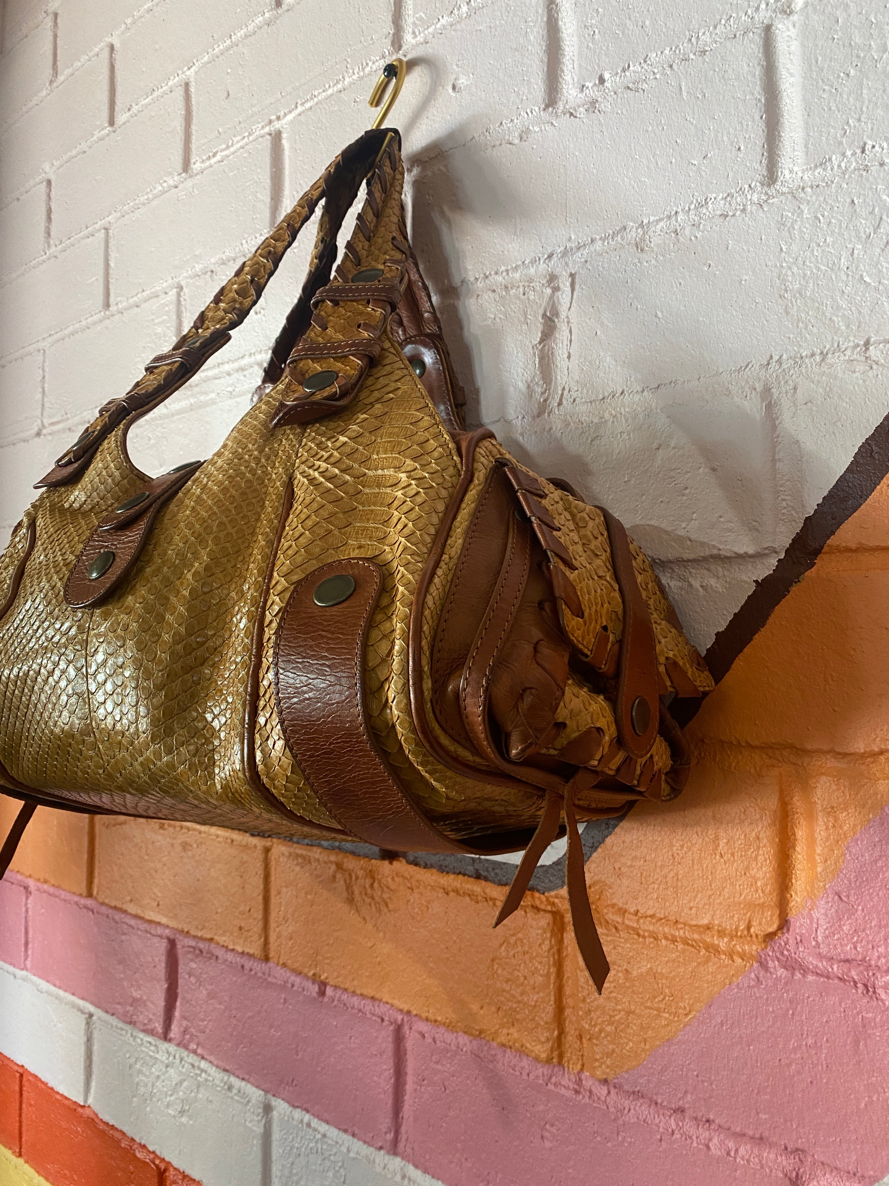 Chloe Brown Python and leather Large Silverado Bag