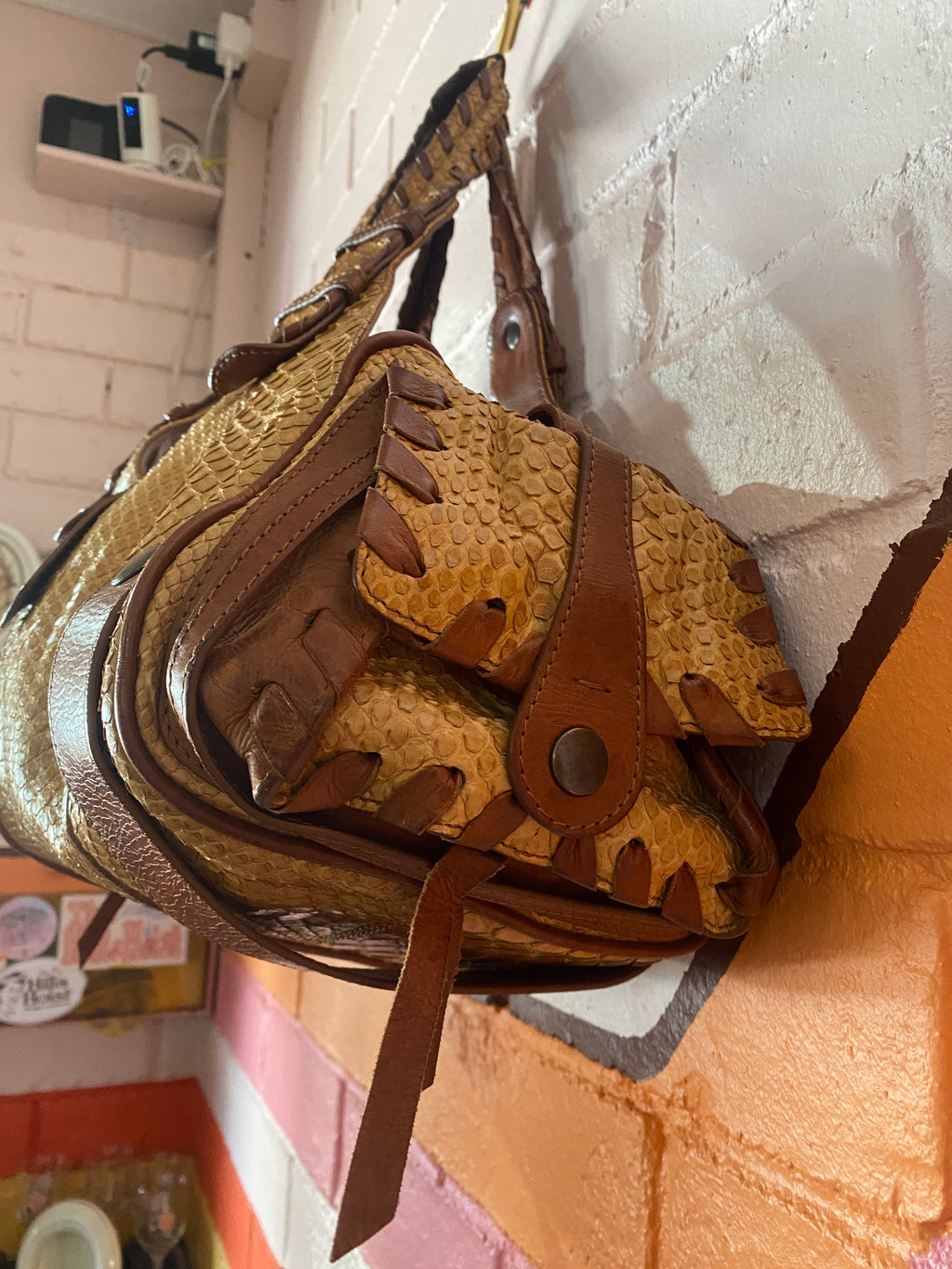 Chloe Brown Python and leather Large Silverado Bag