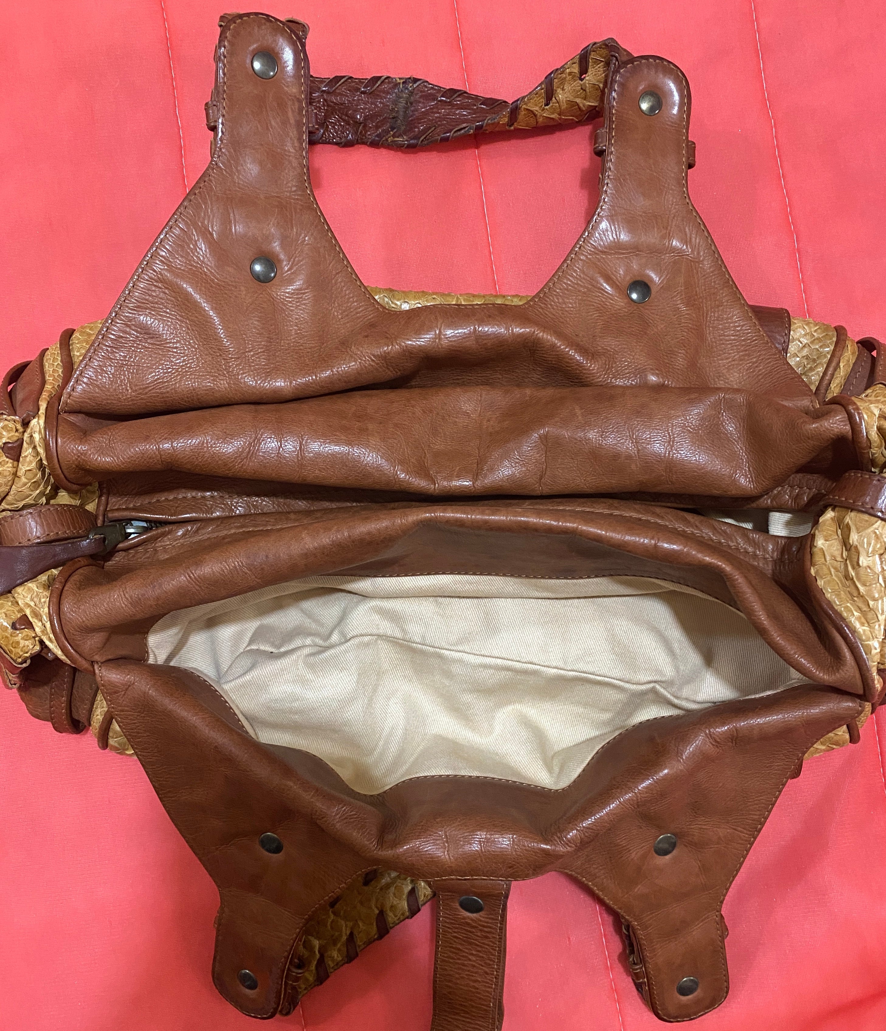 Chloe Brown Python and leather Large Silverado Bag