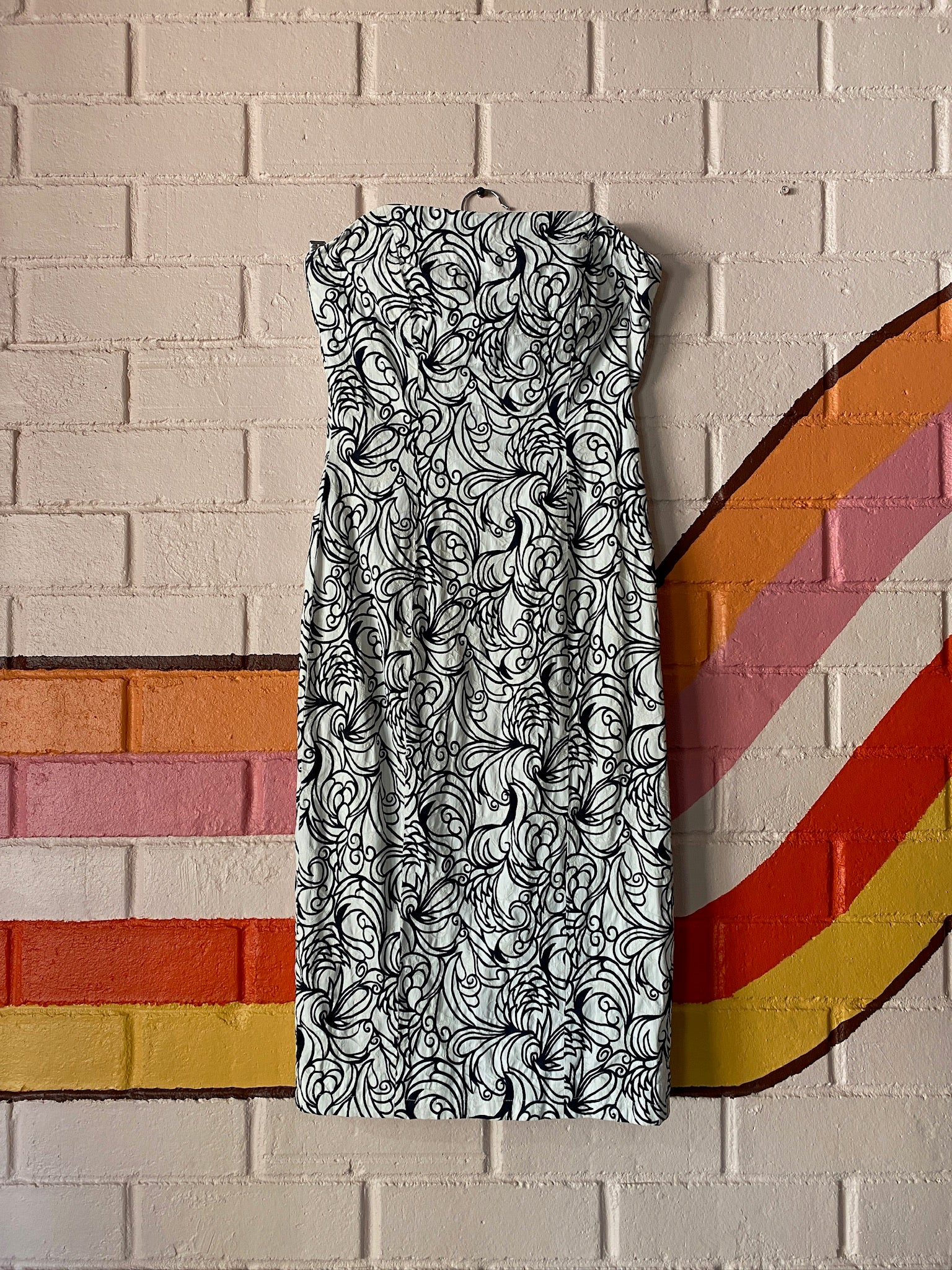 Monochrome swirl bandeau dress