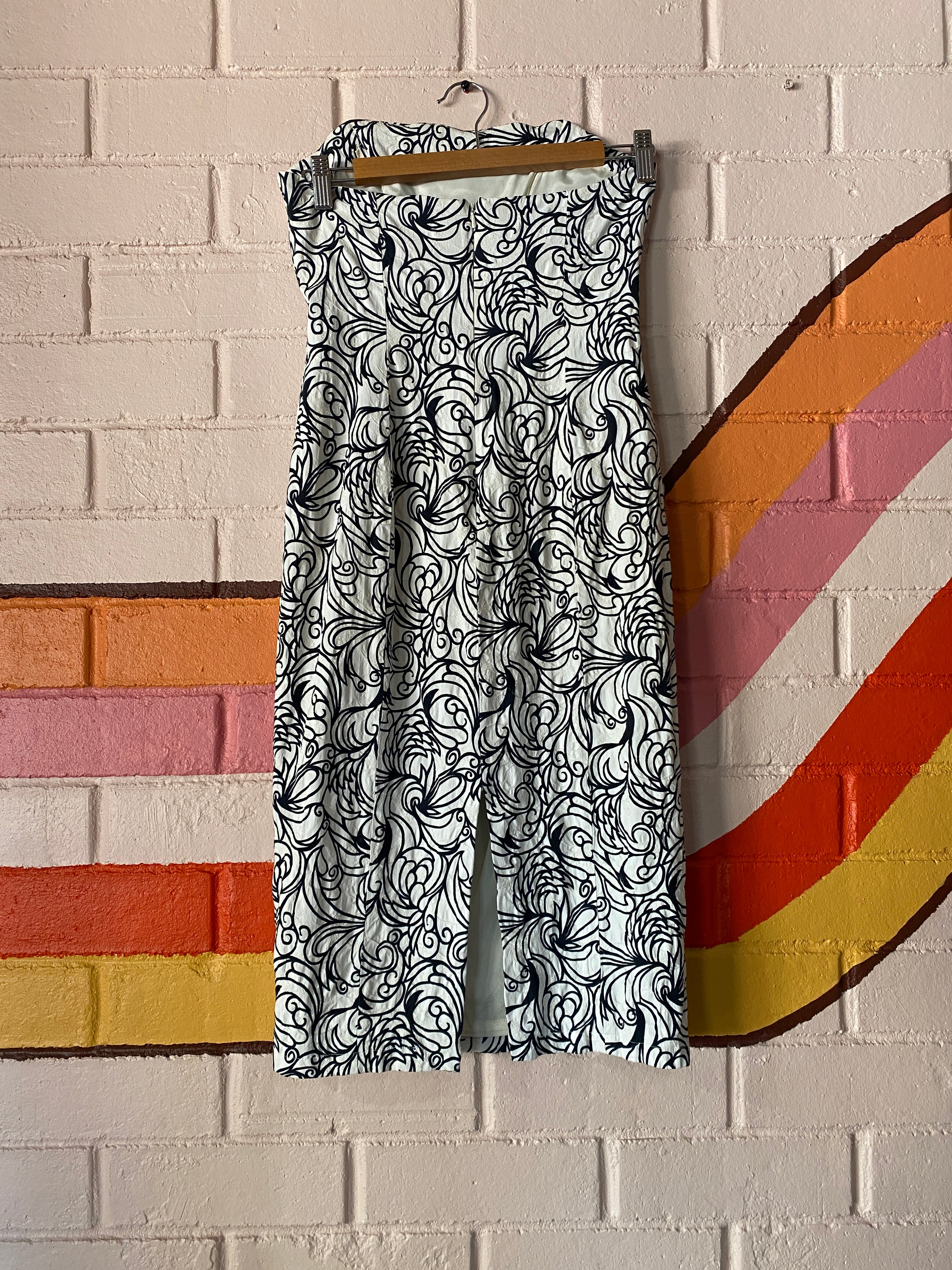 Monochrome swirl bandeau dress
