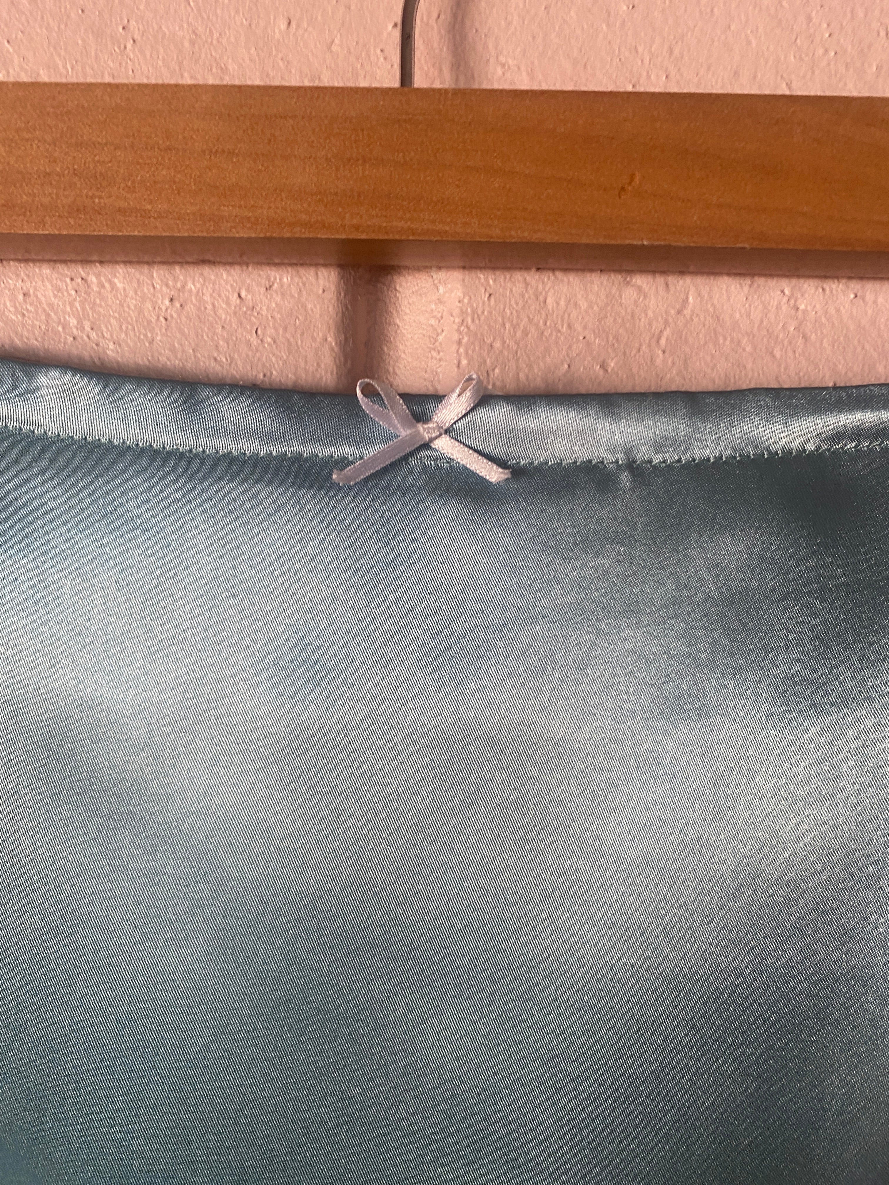 Baby Blue Satin A-line Midi Skirt