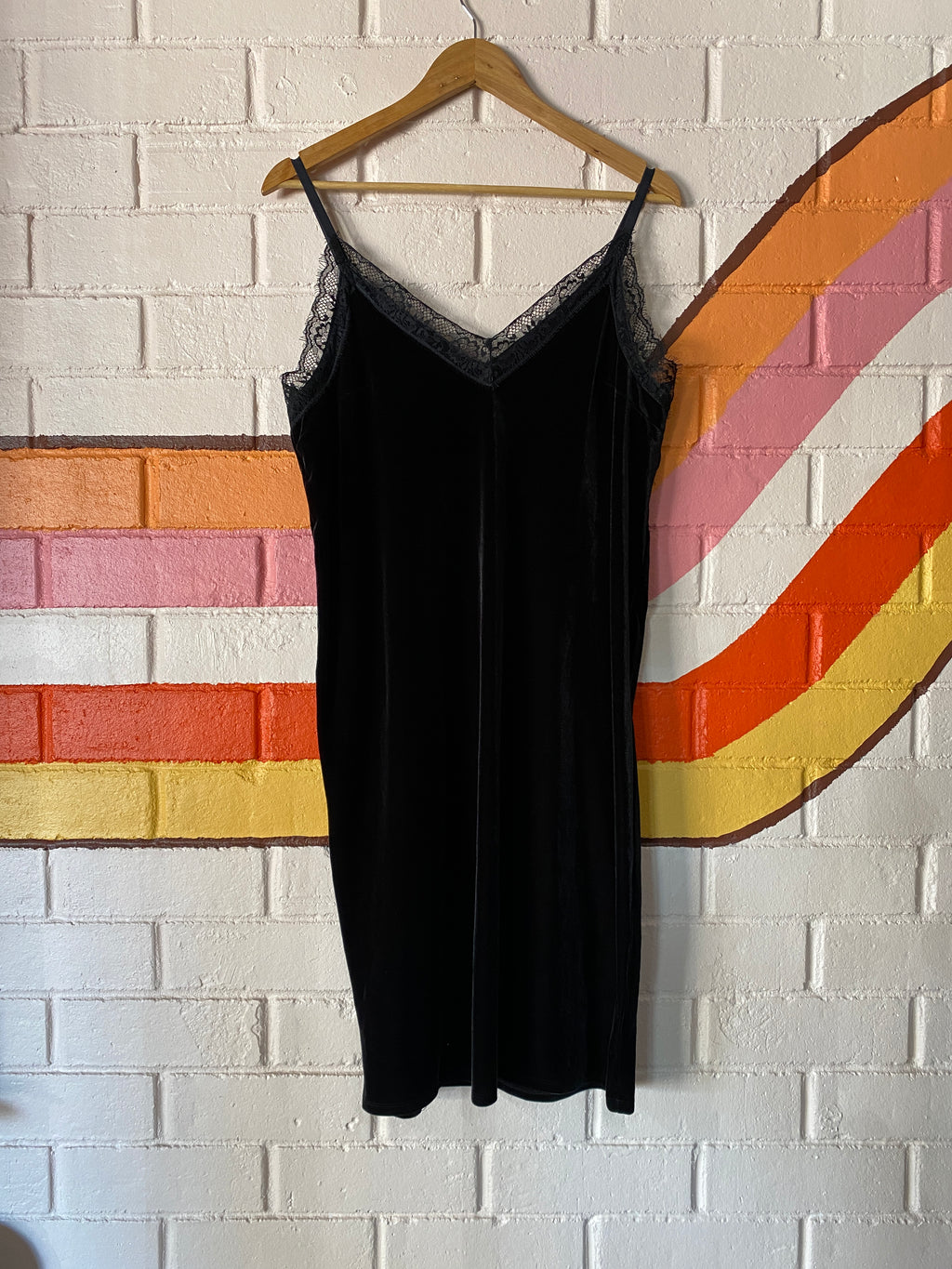 Velvet & lace slip dress