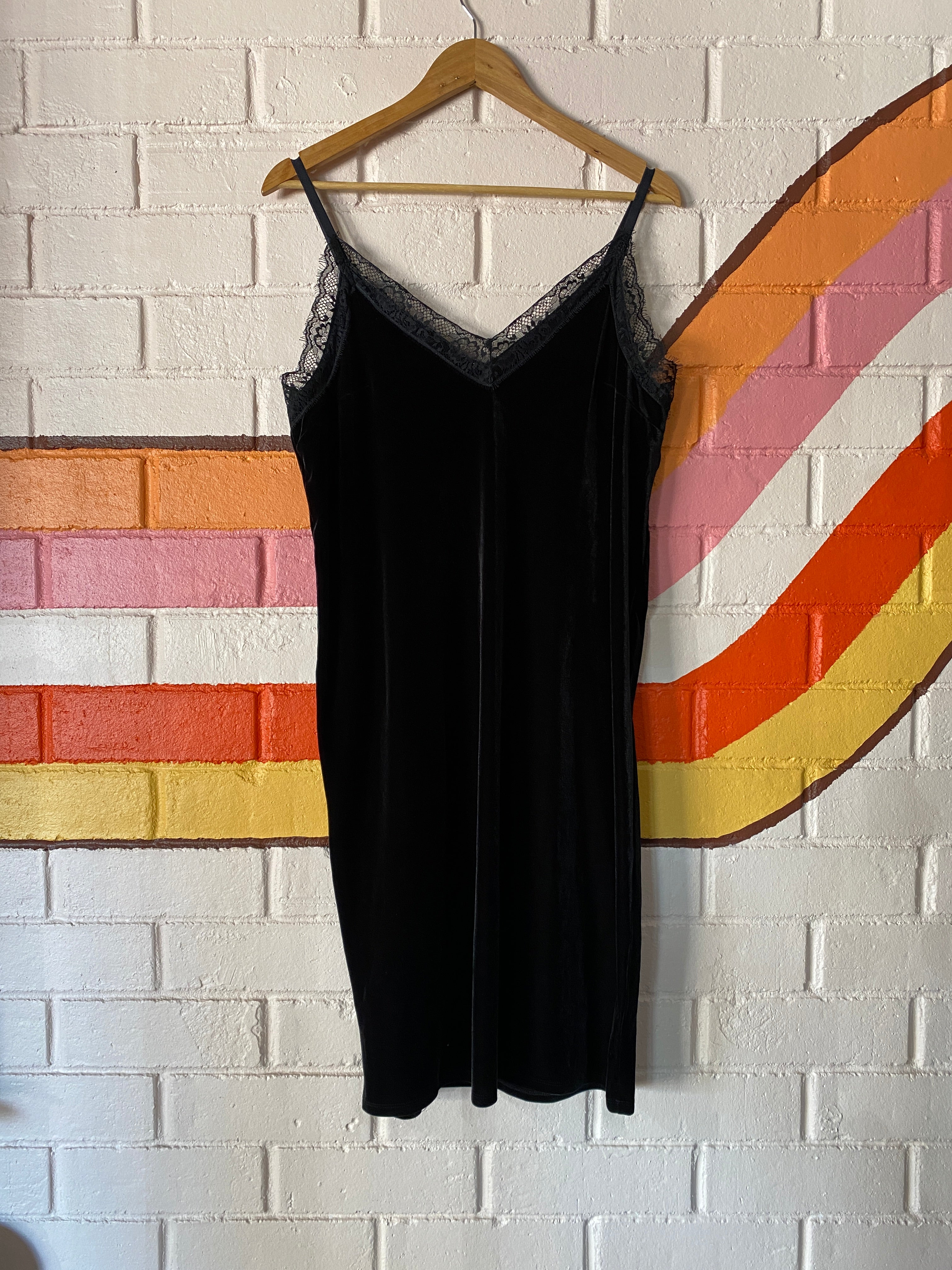 Velvet & lace slip dress