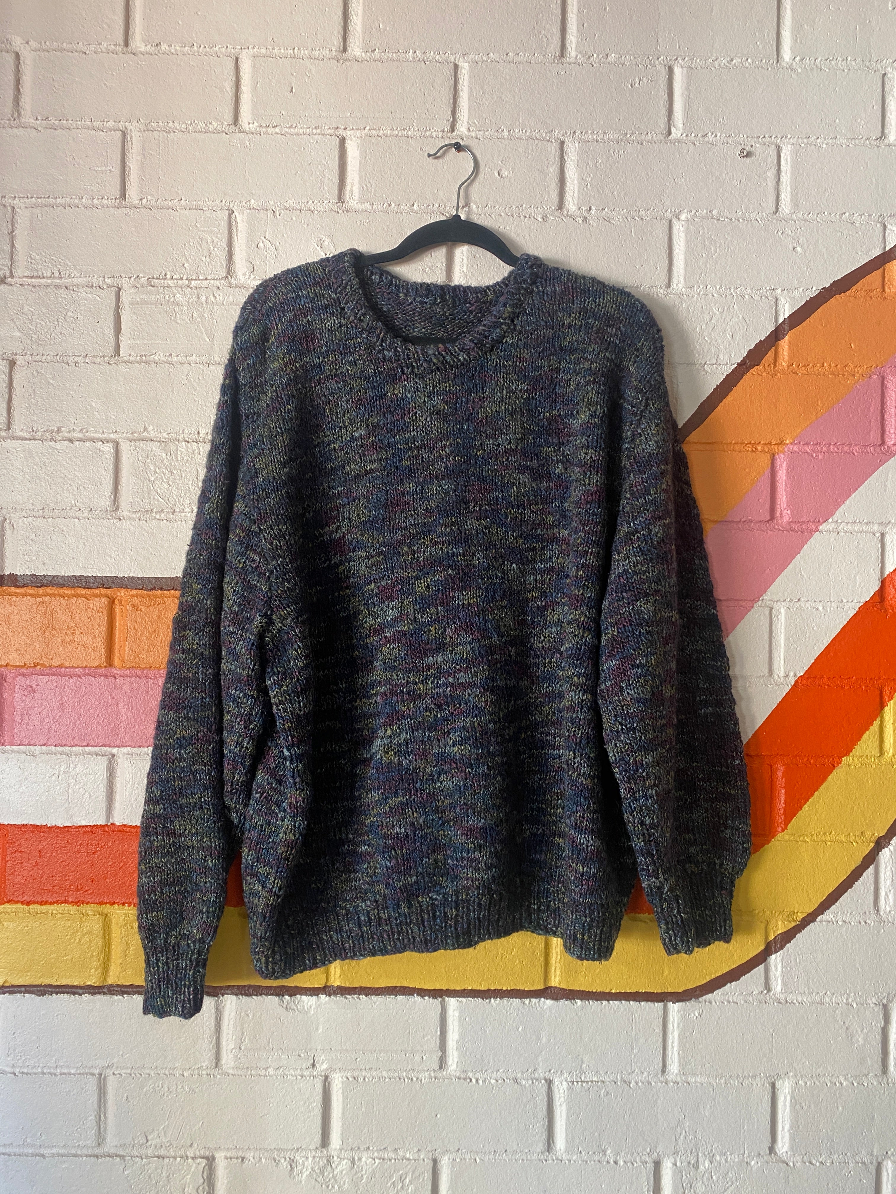 Vintage Hand Knit Wool Blend sweater, size L