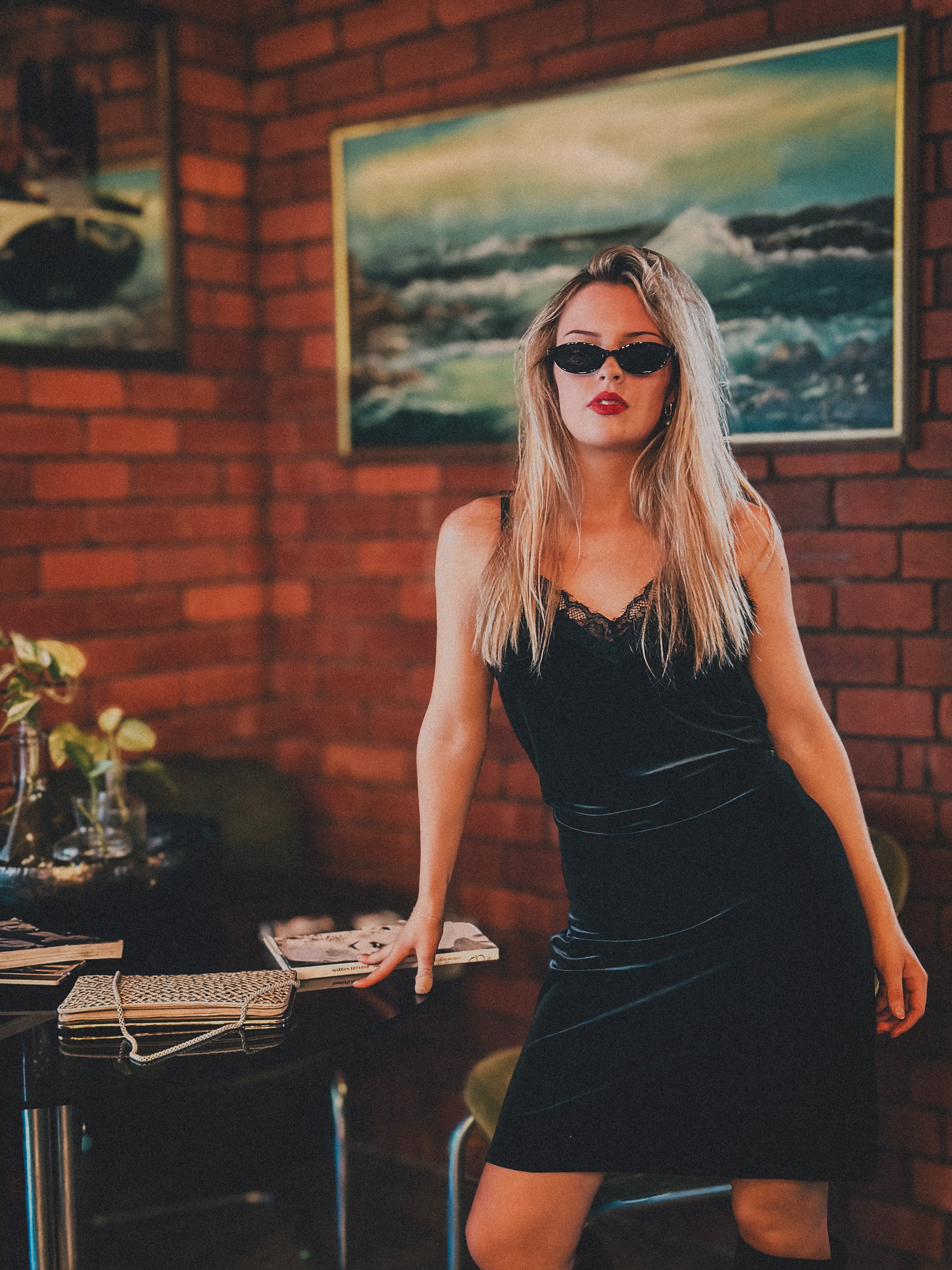 Velvet & lace slip dress
